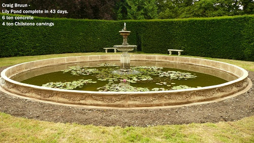 A newly restored lily pond at Allington Castle